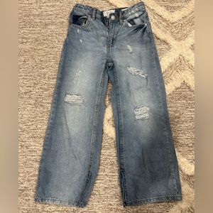 Jessica Simpson Youth Jeans sz 8 Wide leg destructed